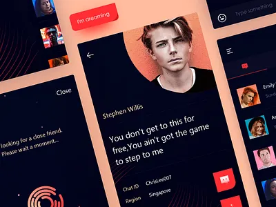 chat app app black chat dark friend ios red searching ue ui