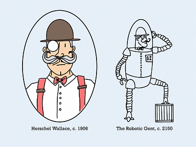 Robotic Gentleman Backstory apple pencil cartoon character art character concept character design comic concept hand drawing illustration ipad pro line art procreate app robot