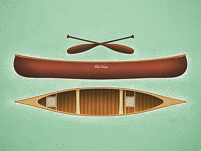 Old Town canoe boating camping canadian artist canoe explore illustration nature outdoors retro vector vintage