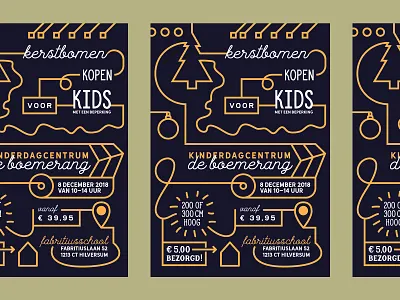 Kerstbomen voor Kids charity christmas design flyer flyer artwork illustration line art print typography vector