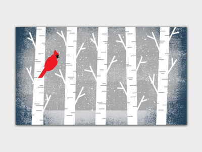 2018 Holiday Card 2018 animal birch birch tree blue cardinal christmas christmas card grit holiday holiday card holiday cards illustration snow texture