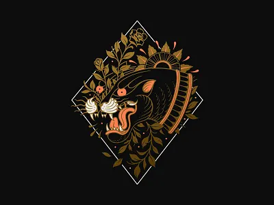 Panther Illustration adobe photoshop badge badgedesign branding design drawing gold graphic design illustration illustrator line drawing linework logo logo design panther procreate tattoo vector artwork