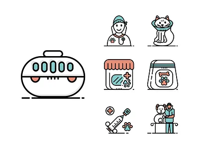 Veterinary & Pet Care Bicolor bicolor consultation filled outline icons illustration insecticide pet care pet vaccination prescription vet vet business vet sign veterinarian veterinary
