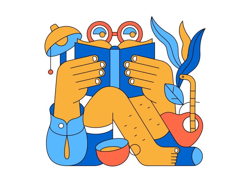 Reading 2d animation 2d illustration animation books character design illustration illustrator line illustration motion design motion designer reading vector illustration