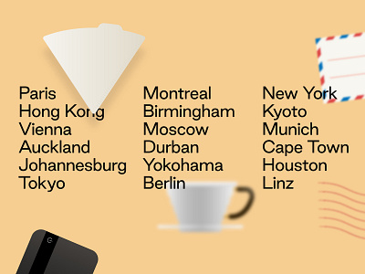 Coffee community WIP coffee graphic design illustration skeumorphism world tour