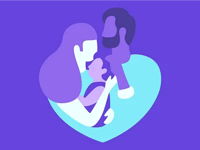 Parents Love 2d baby character design dad family heart illustation love mother vector