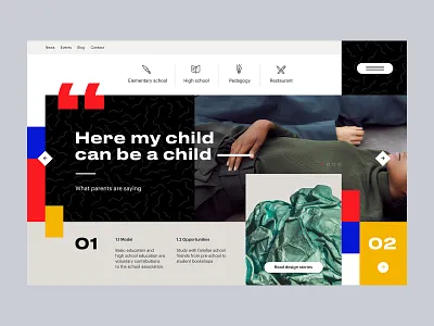 Homepage for Art School clean flat hero landing minimal mondrianizm ui ux web webdesign