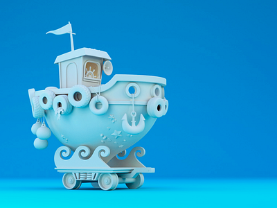 Boat Cart 3d boat c4d cinema4d cute stylized