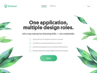 Orchard Landing art direction branding copywriting landing landing page leaves marketing marketing site orchard typography web web design website