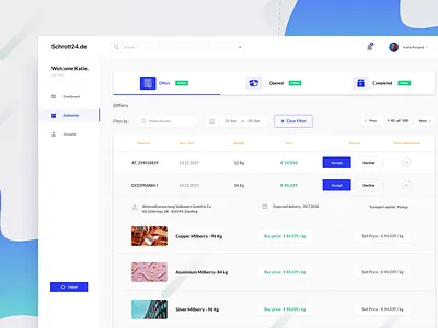 Offers List admin dashboards clean crm dahsboard deliveries design gradient ios landing page list material metal minimal offers ui ui ux ui ux design web