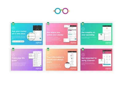 22seven Feature Posters design fintech gradient marketing mobile money management product design user interface ux ux design