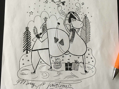 Sketch for Christmas postcards