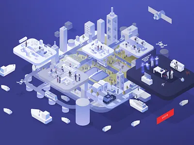 Earth boat car city earth illustration isometria isometric isometric design planet road