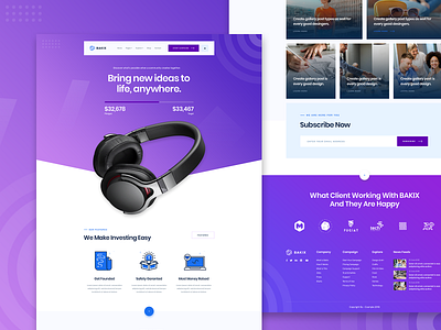Bakix Crowdfunding Exploration clean concept creative crowd funding crowdfunding footer funding gradient header landing landingpage minimal ui ui ux