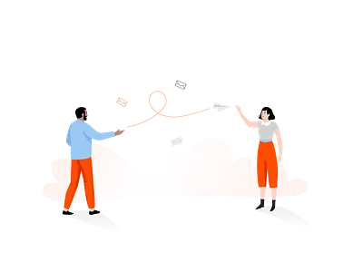 Contact app character contact graphic illustration mail mobile pastel people vector web woman