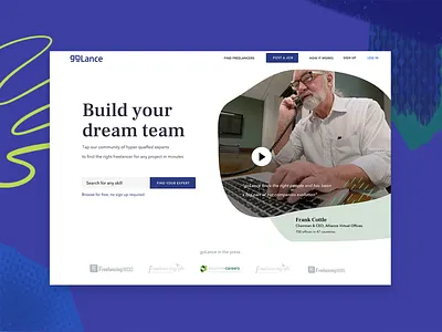 GoLance home page redesign drawing freelance service freelancers golance home page layout patterns procreate sketch ui website