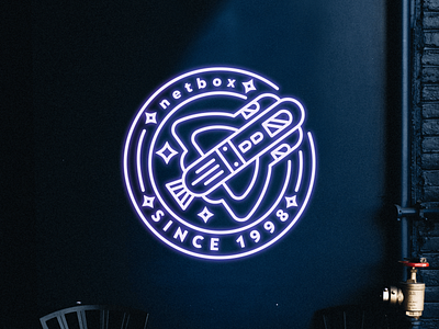 netbox - neon bigboard billboard brand branding citylight clean cosmonaut design graphic icon idendity illustration logo mothership neon neon light rocket space spaceship vector
