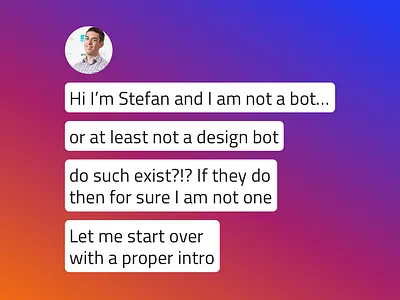 Hi I'm Stefan design dribbbler indigo.design intro speaker usability testing ux