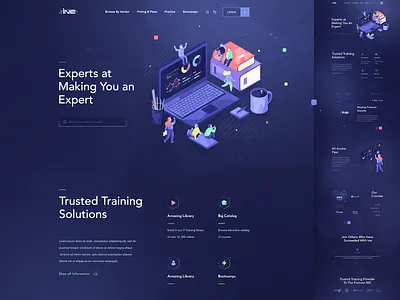 Landing page course design hero illustration image landing online page school site solutions training ui web