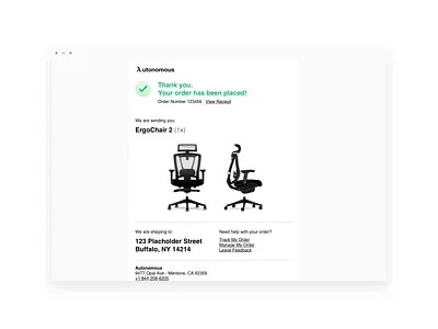 Daily UI 017 • Email Reciept autonomous black chair daily ui email minimal receipt ui ux ux ui white
