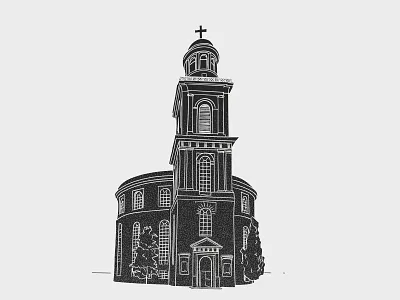Frankfurt architecture building church clean contrast design frankfurt grey illustration illustrator light simple sketch vector