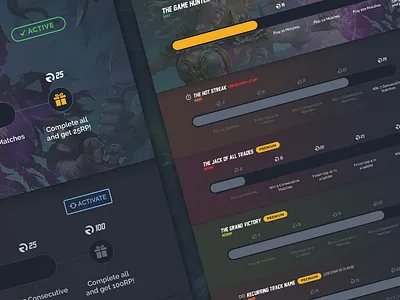 Battleriff Reward Tracks app dark design gaming ui web