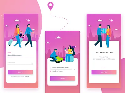 Travel App Login Process app app design design illustration interface ios iphonex login mobile app progress travel travel app trending ui ux vector
