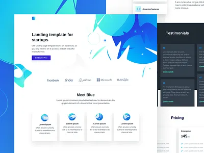 Blue - Free HTML landing page css free freebie html landing page template theme design ui elements