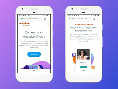 Customer Success Mobile Designs charity gofundme google gradient homepage illustration interface landing mobile nonprofit pixel pixel 3 product responsive ui user interface ux web web design website