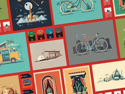 DKNG Mega Packs Are Back! art print bike cabin cactus camper dan kuhlken design dkng dkng studios geometric illustration nathan goldman pin poster rocket screen print silkscreen space trailer vector