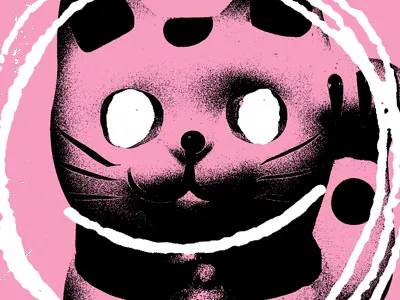 Are you Happylucky? cat collage collage art handdrawn maneki neko neko pnw smiley face texture