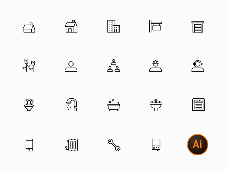 Free Social Housing Icon Set design download free freebie house icon icon set iconography illustration line icon social housing ui