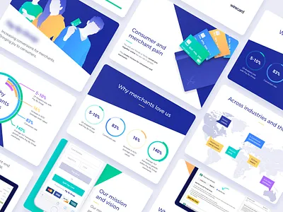 Sales Deck card clean color dark gradient graph illustration light map people presentation sales screen slide stats