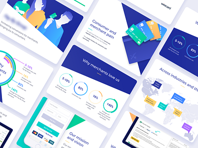 Sales Deck card clean color dark gradient graph illustration light map people presentation sales screen slide stats