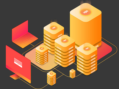 Isometric VPS Server Illustration gradient isometric isometric design isometric hosting isometric icons isometric illustration server vps web hosting
