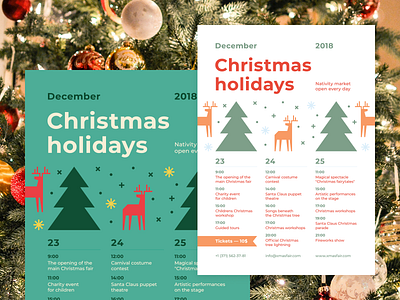 Christmas Schedule Poster Template christmas date deer event holiday invitation party poster snow template time timetable tree winter xmas