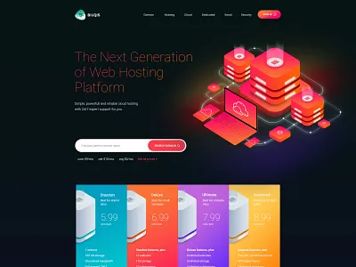 Web Hosting Template cloud hosting gradient design hosting illustrations isometric design isometric mockup server server illustrations web hosting