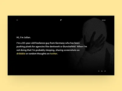 Personal Portfolio Relaunch clean dark keyvisual minimal portfolio website yellow