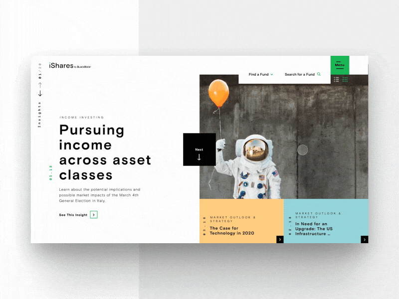 iShares Blog Concept after affects astronaut blog blog design blog graphic clean creative color blocks cutouts design etfs funds ishares motion principle stocks trading typography ui ux website website concept
