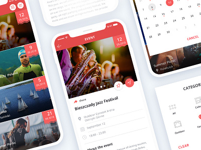 Events - Calendar Category & Detail app calendar calendar design category design event app events tourist tourist app ui ux