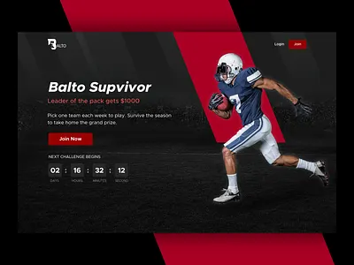 Balto - Landing page black and red design game saigon sports ui ux vietnam