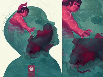 Kintarō - illustration referring to Japanese folklore gliwice illustratrion japan kintarō mateusz pałka poland silesia symbolstudio vectorillustration