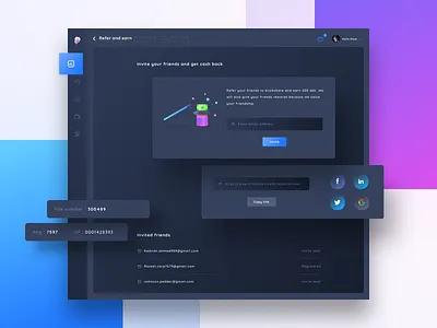 Refer and earn dark mode_Brickshare bank brickshare dashboard filenumber investment message notifications prakhar settings ui wallet web