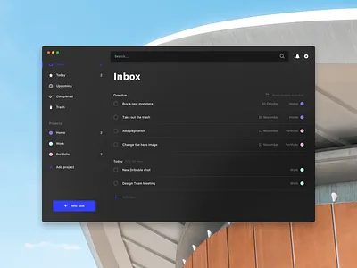 To-do Desktop App app clean concept dark mac management task to do todo ui