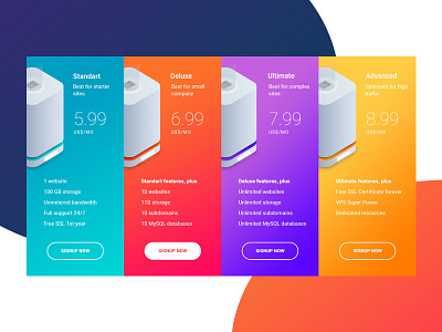 Price Table gradient hosting price hosting pricing price price table pricing