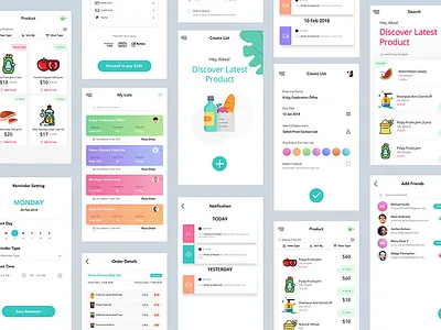 Grocery App UI add address business clean ui create list creative design food fruit grocery grocery list grocery store notification payment ui ux