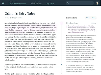 Document + annotation split view annotation commenting comments document highlight ui