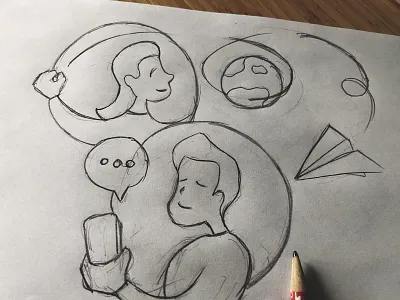 Communication App Illustration app chat communication illustration pencil