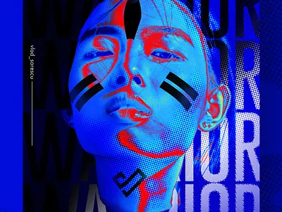 Warrior - poster design composition duotone girl layout poster tattoo warrior