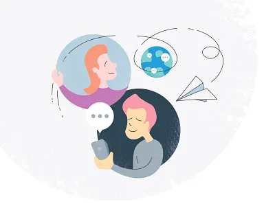 Communication App Illustration colourful communication globe illustration messaging